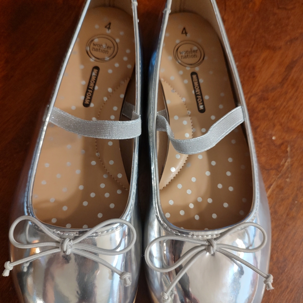 Wonder Nation Metallic Silver Kids Dress Shoes